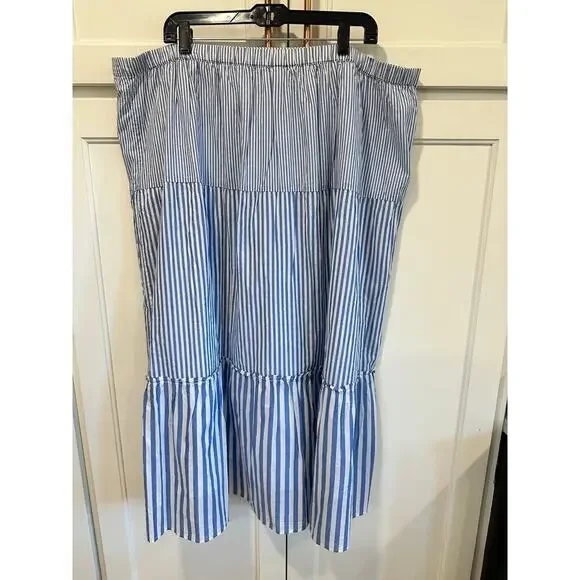 J. crew striped cotton tiered ruffle maxi skirt women’s 3X - Picture 5 of 8